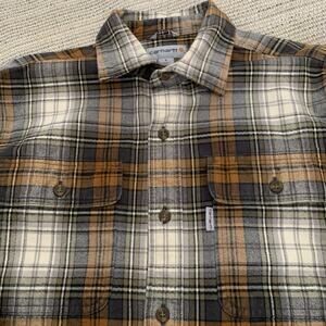 Carhartt Shirt Mens Small Gray Plaid Original Fit Button Heavyweight Workwear